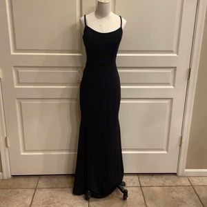 Evening Dress — black, long, spaghetti straps